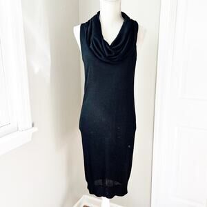 Halston Heritage Black Metallic Cowl Neck Dress
